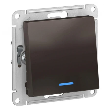Переключатель одноклавишный проходной Systeme Electric AtlasDesign 10A 250V с подсветкой мокко ATN000663