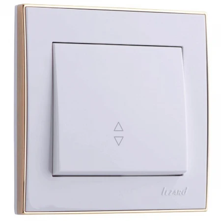Выключатель проходной Lezard Rain белый с бок. вставкой золото 703-0226-105