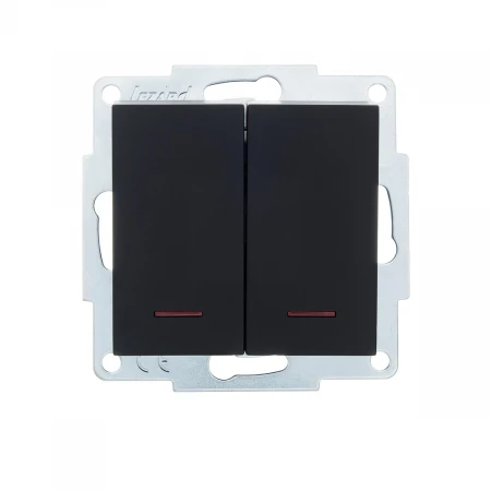 Выключатель двойной с подсветкой Lezard Vesna черный 742-4288-112