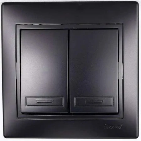 Выключатель двойной Lezard Mira черный со вставкой 701-4242-101