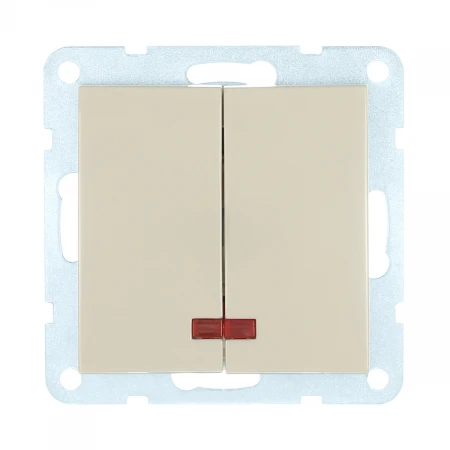 Выключатель LK Studio 2-кл., с индикаторами (схема 5L) 16 A, 250 B (бежевый) LK60 861201-1