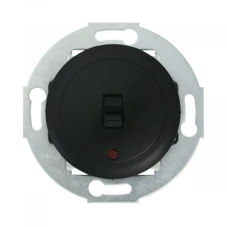 Переключатель LK Studio 1-рычажковый, на 2 направления, с индикатором (схема 6L) 16 A, 250 B (черный) Vintage 880908-1