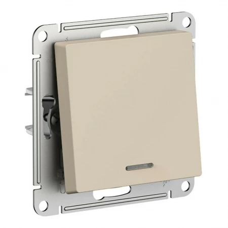 Выключатель одноклавишный Systeme Electric AtlasDesign 10A 250V с подсветкой песочный ATN001213
