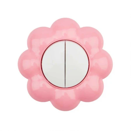 Выключатель двухклавишный KRANZ HAPPY Цветок скрытой установки, белый/розовый KR-78-0624