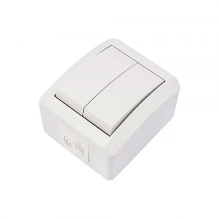 Выключатель двухклавишный INDUSTRIAL IP54, о/у, белый KRANZ KR-78-0832