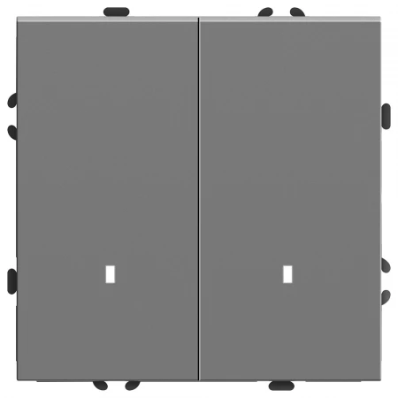 Выключатель 2-клавишный c индикатором (механизм), STEKKER, 250В, 10А, серия Эмили, RSW10-5102-10, платиново-серый, soft touch 49942