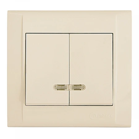 Выключатель Makel 2-кл. СП Defne 10А IP20 с подсветкой крем. 42010023