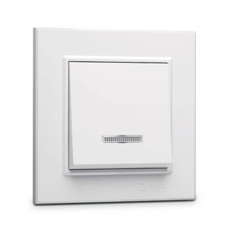 Выключатель Makel 1-кл. СП Karea 10А IP20 с подсветкой белый 56001021