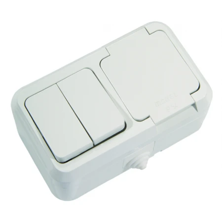 Выключатель двухклавишный +Розетка Makel 18351