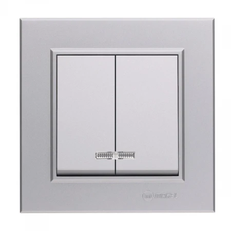 Выключатель Makel 2-кл. СП Karea 10А IP20 сереб. 56065003