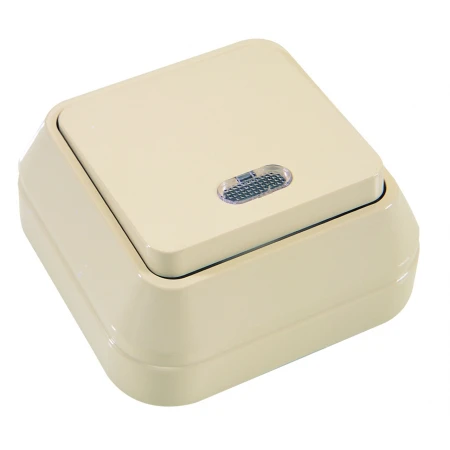 Выключатель Makel 1-кл. ОП с подсвет. крем. 45221