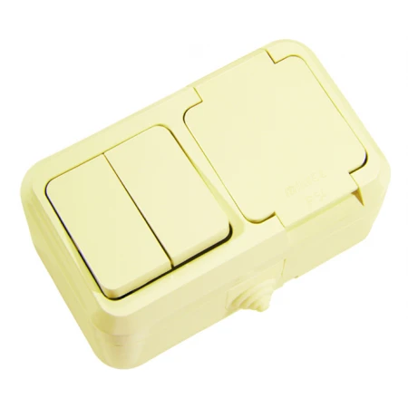 Выключатель двухклавишный +Розетка Makel 18251