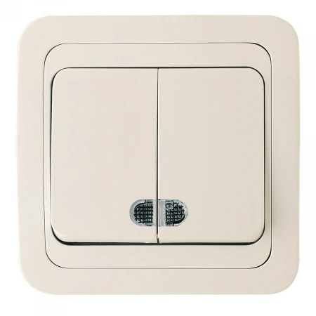 Выключатель Makel 2-кл. СП Mimoza с подсвет. крем./крем. 25023