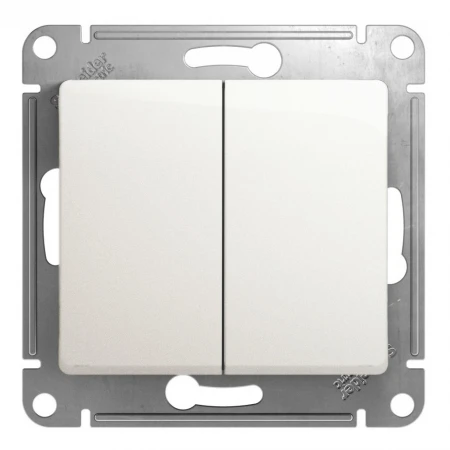 Переключатель двухклавишный проходной Systeme Electric Glossa 10A 250V перламутр GSL000665