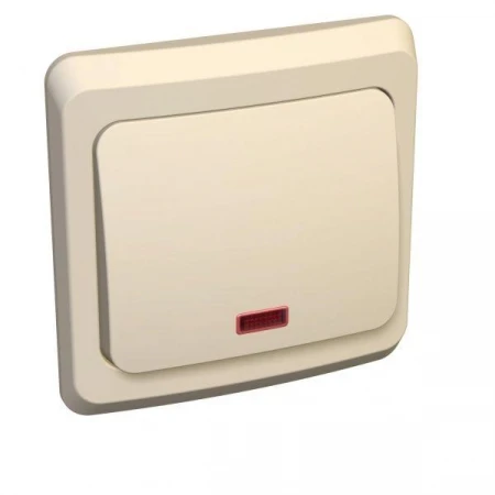 Выключатель одноклавишный Systeme Electric Этюд 10A 250V с подсветкой кремовый BC10-005K