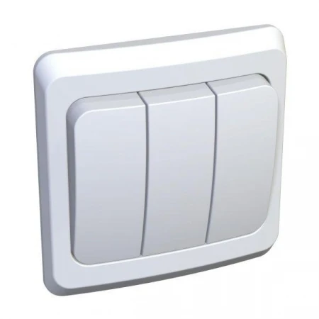 Выключатель трехклавишный Systeme Electric Этюд 10A 250V белый BC10-003B