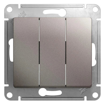 Выключатель трехклавишный Systeme Electric Glossa 10A 250V платина GSL001231