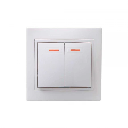 Выключатель двухклавишный IEK Kvarta белый EVK21-K01-10-DM