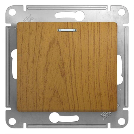 Выключатель одноклавишный Systeme Electric Glossa 10A 250V с подсветкой дуб GSL000513