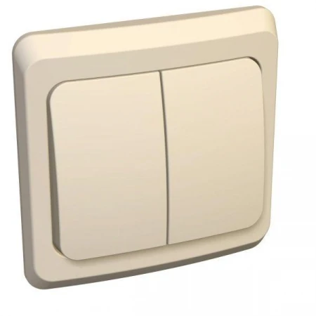 Выключатель двухклавишный Systeme Electric Этюд 10A 250V с подсветкой кремовый BC10-006K