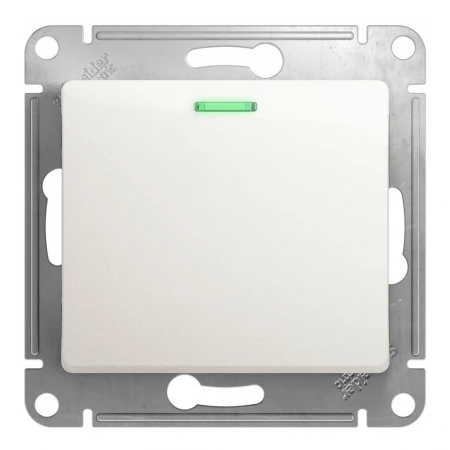 Переключатель одноклавишный проходной Systeme Electric Glossa 10A 250V с подсветкой перламутр GSL000663