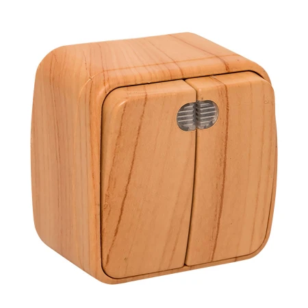 Выключатель 2-клавишный ОП Минск 10А с индикатором светлое дерево EKF EGV10-123-30