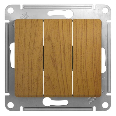 Выключатель трехклавишный Systeme Electric Glossa 10A 250V дуб GSL000531