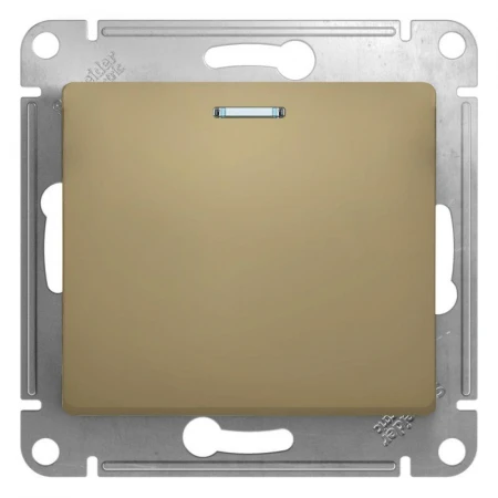 Переключатель одноклавишный проходной Systeme Electric Glossa 10A 250V с подсветкой титан GSL000463