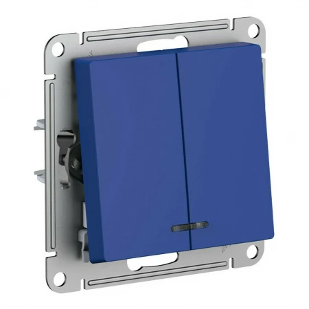 Выключатель двухклавишный Systeme Electric AtlasDesign 10A 250V с подсветкой аквамарин ATN001153