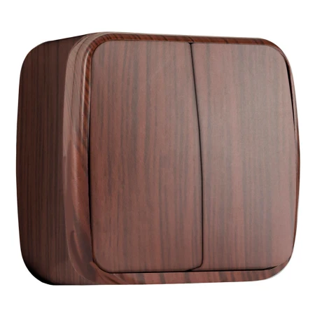 Выключатель 2-клавишный ОП Минск 10А тёмное дерево EKF EGV10-023-40