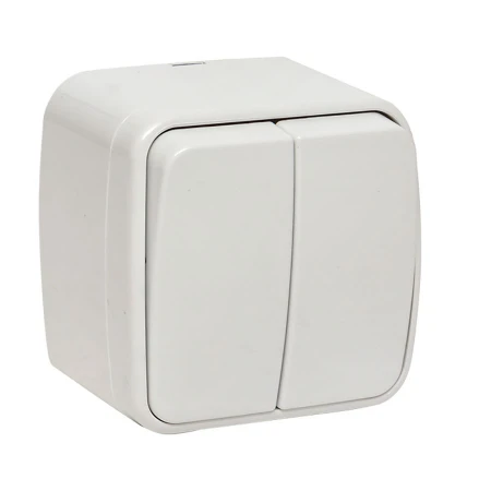 Минск Выключатель 2-клавишный ОП 10А белый EKF Basic EGV10-023-10