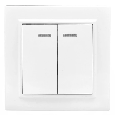 Минск Выключатель 2-клавишный СП с индикатором,10А, белый EKF Basic ERV10-123-10