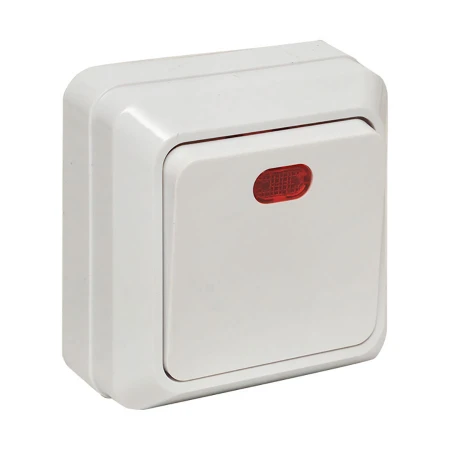 Рим Выключатель 1-клавишный с индикатором 10А белый EKF ENV10-121-10