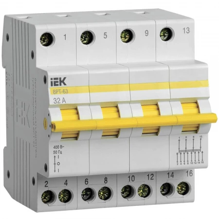 Выключатель-разъединитель трехпозиционный ВРТ-63 4P 32А IEK MPR10-4-032
