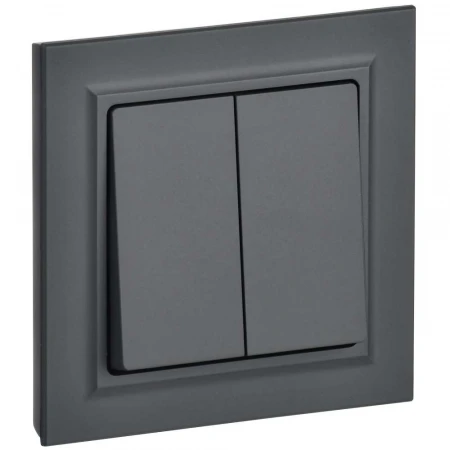 BRITE Выключатель 2-клавишный 10А в сборе ВСР10-2-0-БрГ графит IEK BR-V20-0-10-K53-F