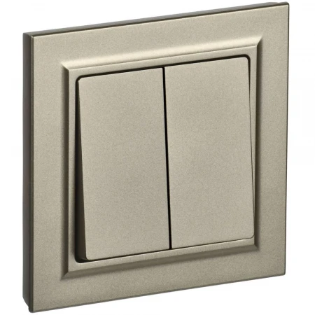 BRITE Выключатель 2-клавишный 10А в сборе ВСР10-2-0-БрШ шампань IEK BR-V20-0-10-K37-F