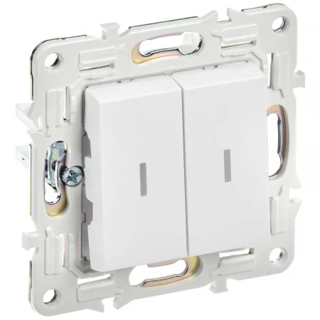 SKANDY Выключатель 2-клавишный проходной с индикацией 10А SK-V10W арктический белый IEK SK-V22-1-10-K01