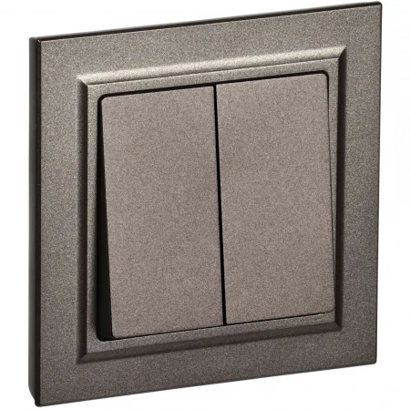 BRITE Выключатель 2-клавишный 10А в сборе ВСР10-2-0-БрТБ темная бронза IEK BR-V20-0-10-K45-F