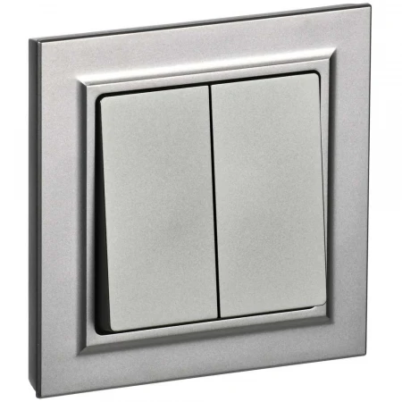 BRITE Выключатель 2-клавишный 10А в сборе ВСР10-2-0-БрС сталь IEK BR-V20-0-10-K46-F