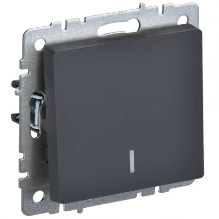 BRITE Выключатель 1-клавишный с индикацией 10А ВС10-1-1-БрГ графит IEK BR-V10-1-10-K53