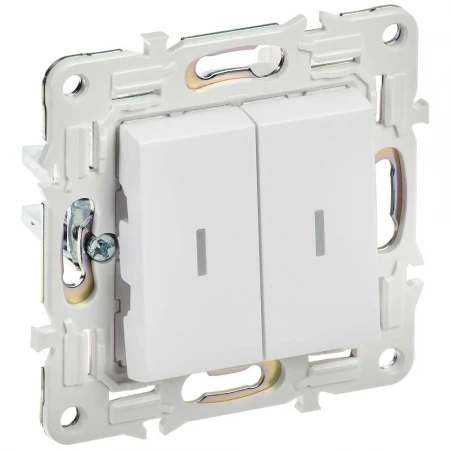 SKANDY Выключатель 2-клавишный с индикацией 10А SK-V09W арктический белый IEK SK-V20-1-10-K01