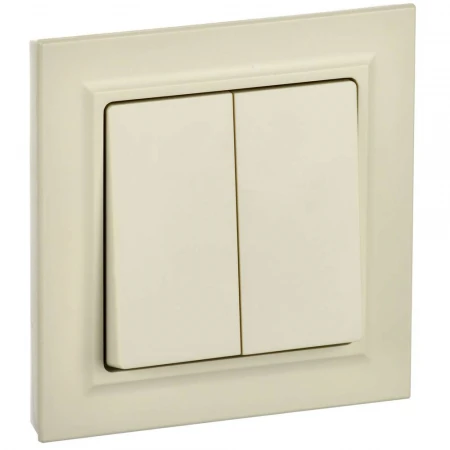 BRITE Выключатель 2-клавишный 10А в сборе ВСР10-2-0-БрКр бежевый IEK BR-V20-0-10-K10-F