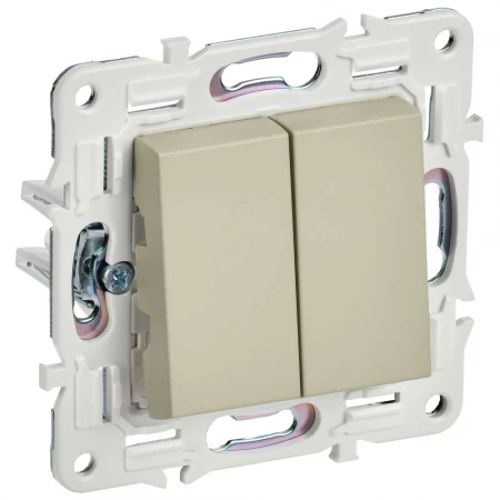 SKANDY Выключатель 2-клавишный проходной 10А SK-V05B бежевый IEK SK-V22-0-10-K10