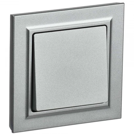 BRITE Выключатель 1-клавишный 10А в сборе ВСР10-1-0-БрА алюминий IEK BR-V10-0-10-K47-F