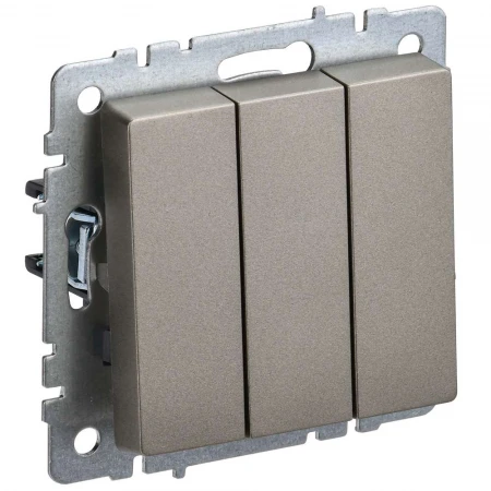BRITE Выключатель 3-клавишный 10А ВС10-3-0-БрШ шампань IEK BR-V30-0-10-K37