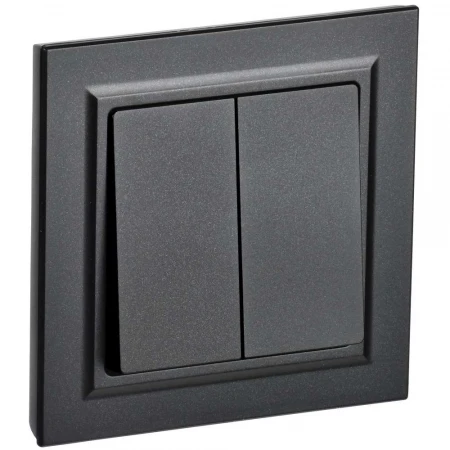 BRITE Выключатель 2-клавишный 10А в сборе ВСР10-2-0-БрЧ черный IEK BR-V20-0-10-K02-F