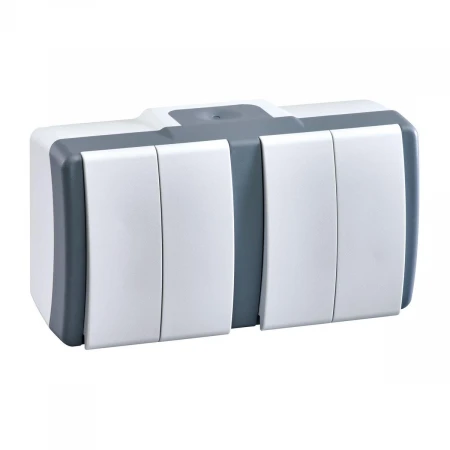 Выключатель Mono Electric Octans IP54 двухклавишный - двухклавишный бело-серый 154-020001-177