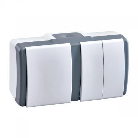 Выключатель Mono Electric Octans IP54 одноклавишный - двухклавишный бело-серый 154-020001-179