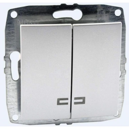 Выключатель Mono Electric Despina/ Larissa двухклавишный с подсветкой серебро 500-002125-103
