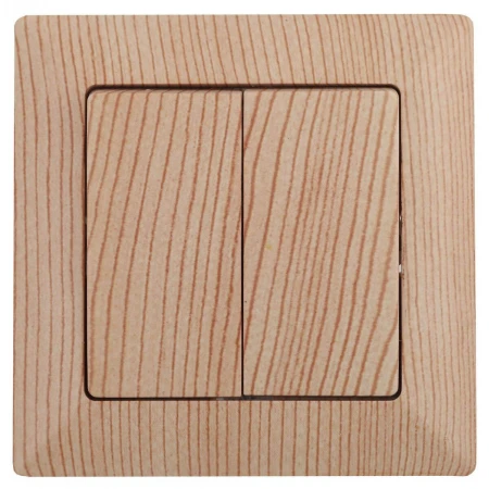 Выключатель двухклавишный ЭРА Intro Solo 10A 250V дерево 4-104-11 Б0043290